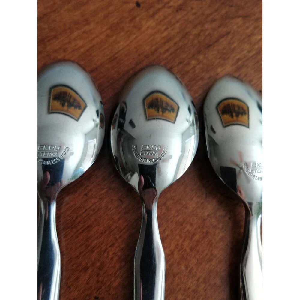 Lot 15x Teaspoons Ekco Eterna La Joya Stainless Faux Wood Flatwar MCM EKS14 6.4